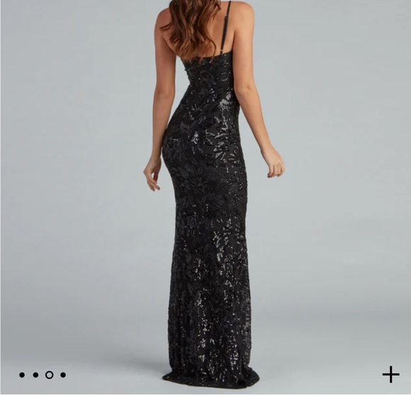 Windsor Meredith one shoulder sequin formal black dress - Picture 9 of 11